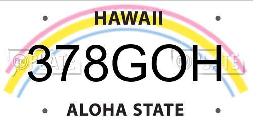 378GOH Hawaii License Plate