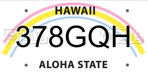 378GQH Hawaii License Plate