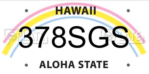 378SGS Hawaii License Plate