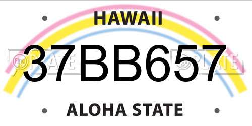 37BB657 Hawaii License Plate