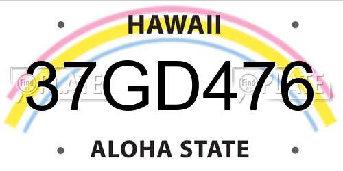 37GD476 Hawaii License Plate