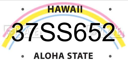 37SS652 Hawaii License Plate