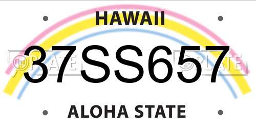 37SS657 Hawaii License Plate