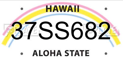 37SS682 Hawaii License Plate