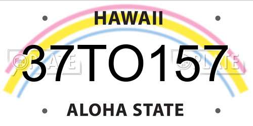 37TO157 Hawaii License Plate