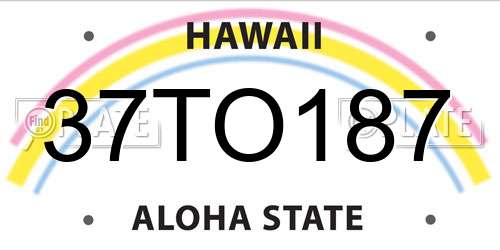 37TO187 Hawaii License Plate