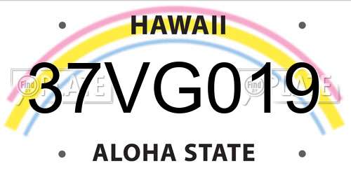 37VG019 Hawaii License Plate
