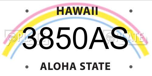 3850AS Hawaii License Plate
