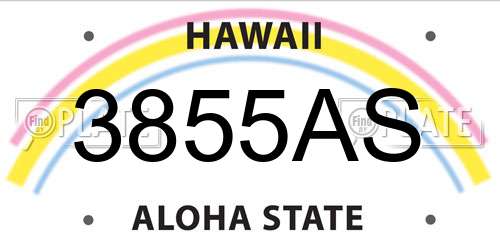 3855AS Hawaii License Plate