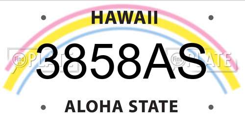 3858AS Hawaii License Plate