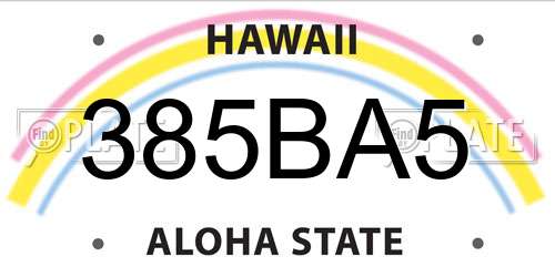 385BA5 Hawaii License Plate