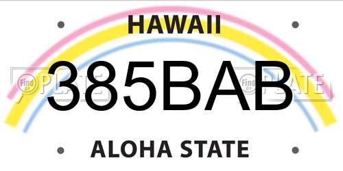 385BAB Hawaii License Plate