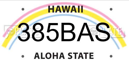 385BAS Hawaii License Plate