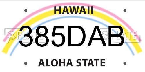 385DAB Hawaii License Plate
