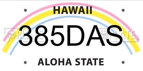 385DAS Hawaii License Plate