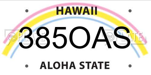385OAS Hawaii License Plate