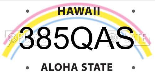 385QAS Hawaii License Plate