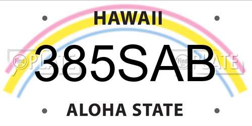 385SAB Hawaii License Plate