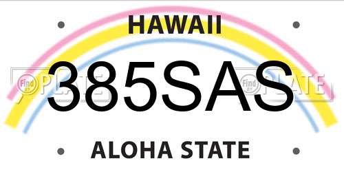385SAS Hawaii License Plate