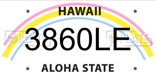 3860LE Hawaii License Plate