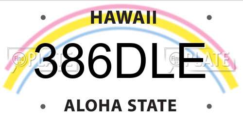 386DLE Hawaii License Plate