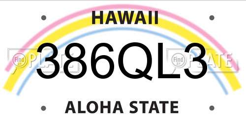 386QL3 Hawaii License Plate