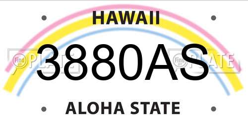 3880AS Hawaii License Plate