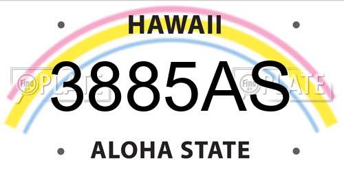 3885AS Hawaii License Plate