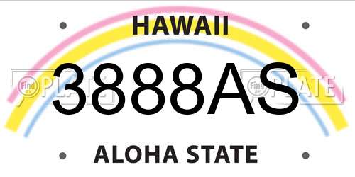 3888AS Hawaii License Plate