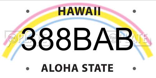 388BAB Hawaii License Plate