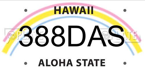 388DAS Hawaii License Plate