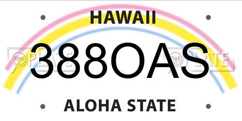 388OAS Hawaii License Plate