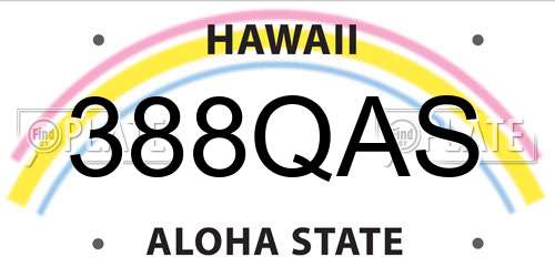 388QAS Hawaii License Plate