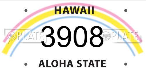 3908 Hawaii License Plate