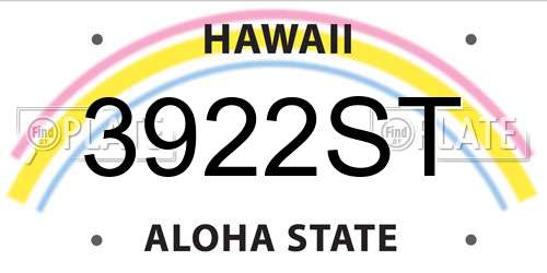 3922ST Hawaii License Plate