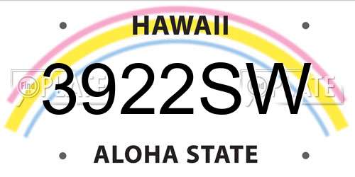 3922SW Hawaii License Plate