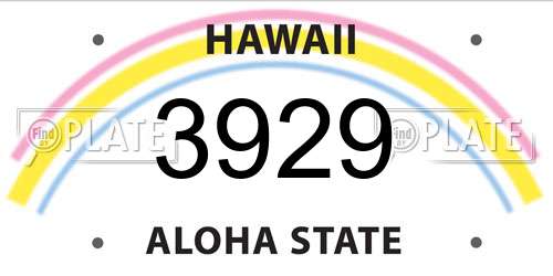 3929 Hawaii License Plate
