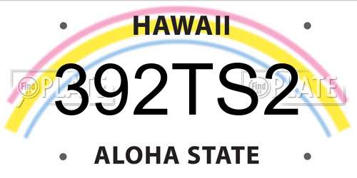 392TS2 Hawaii License Plate