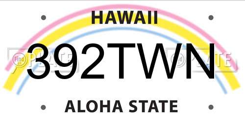392TWN Hawaii License Plate