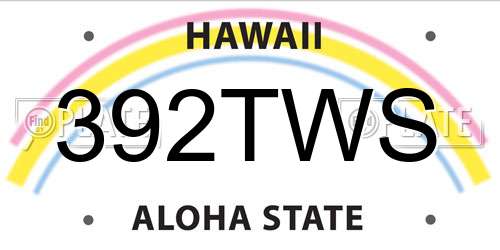 392TWS Hawaii License Plate