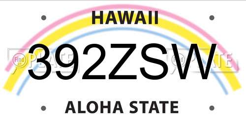 392ZSW Hawaii License Plate