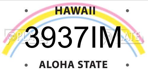 3937IM Hawaii License Plate