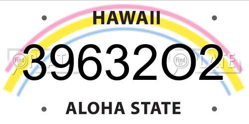 39632O2 Hawaii License Plate