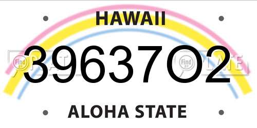39637O2 Hawaii License Plate