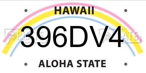 396DV4 Hawaii License Plate