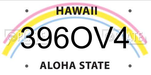 396OV4 Hawaii License Plate