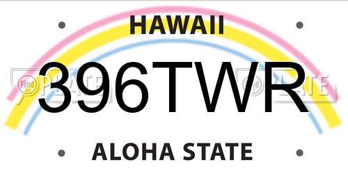 396TWR Hawaii License Plate