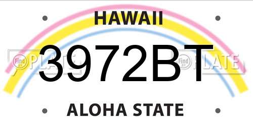 3972BT Hawaii License Plate
