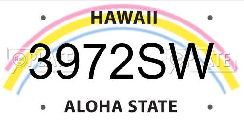 3972SW Hawaii License Plate