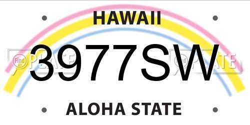3977SW Hawaii License Plate